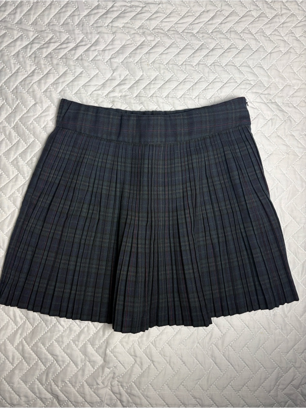 Zara Navy Blue/Green Plaid Pleated Mini Skirt Skort Size S
